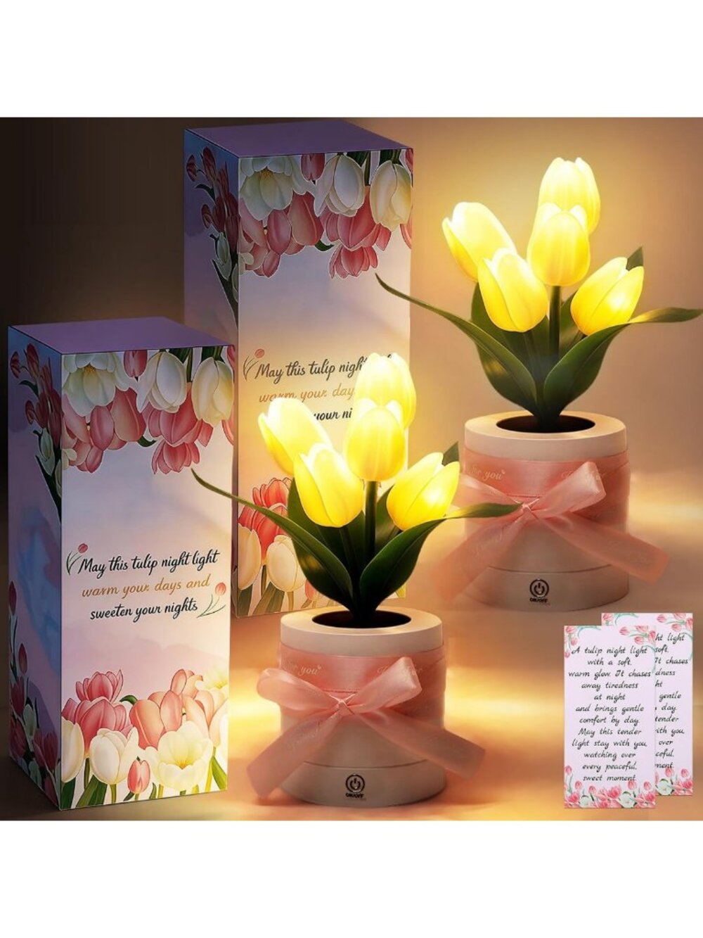 Dimmable Tulip Flower Lamp Set - Perfect Gift for Women, Moms, Sisters